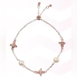 Elegant Rose Gold Bracelet with Pearls